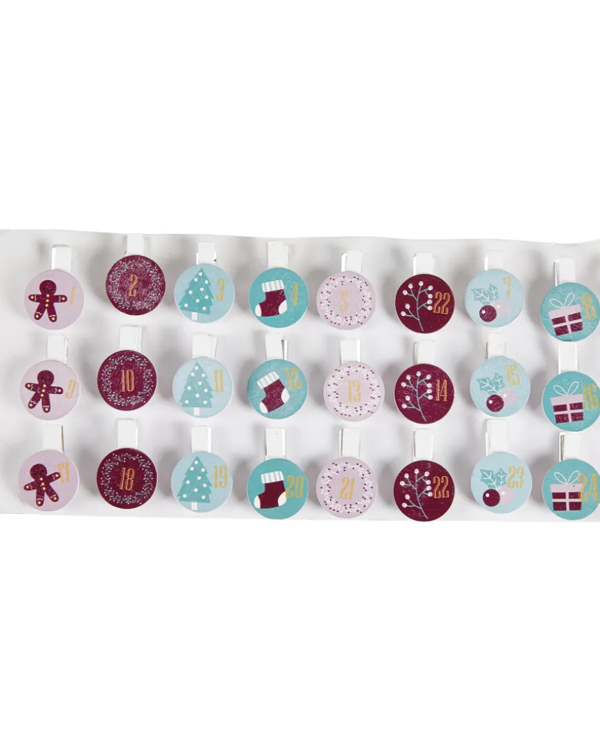 Adventskalender zum Selberbasteln verschiedene Designs, 24 Holzclips-KiK Onlineshop Flash Sale