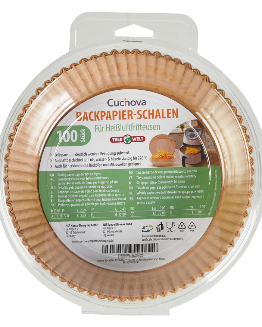 Backpapier-Schalen 100er-Pack, KeineMarke, für Heißluftfritteusen-KiK Onlineshop Discount