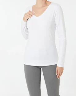 Basic Langarmshirt in Janina, V-Ausschnitt-KiK Onlineshop New