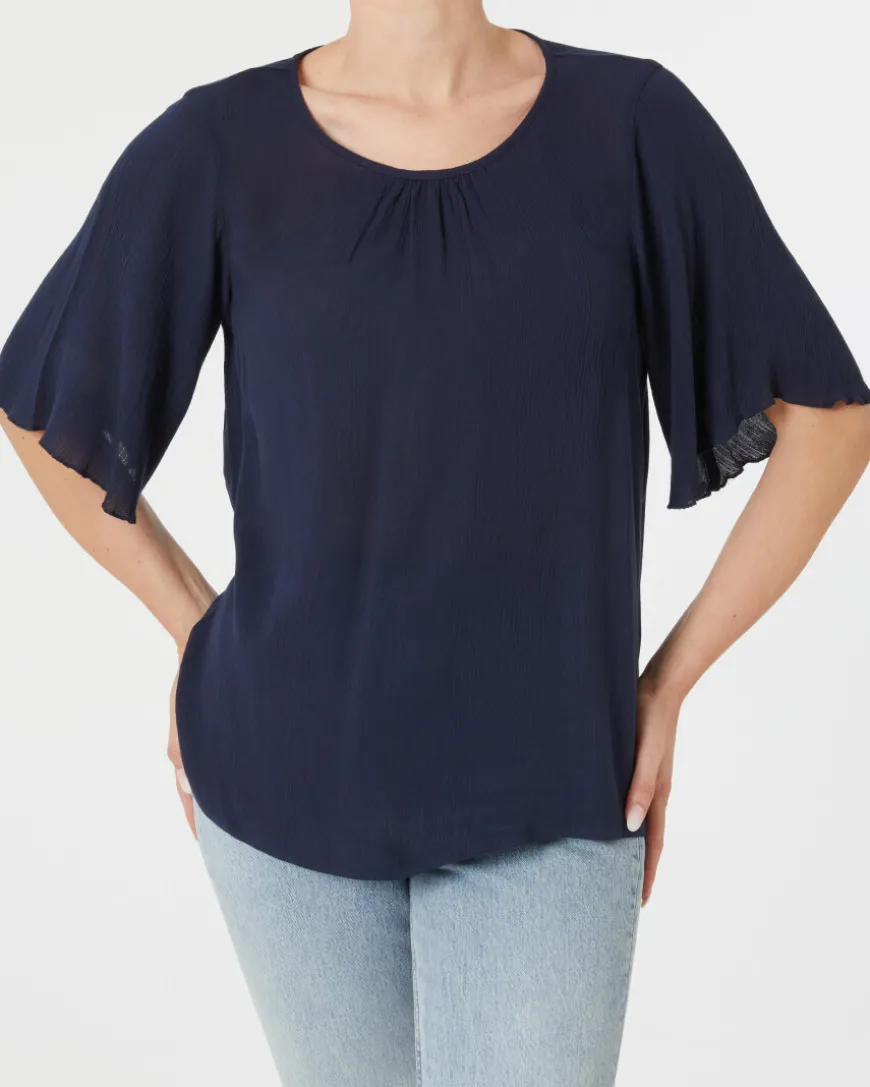 Bluse in Crinkleoptik Janina, Knopfverschluss hinten-KiK Onlineshop Cheap