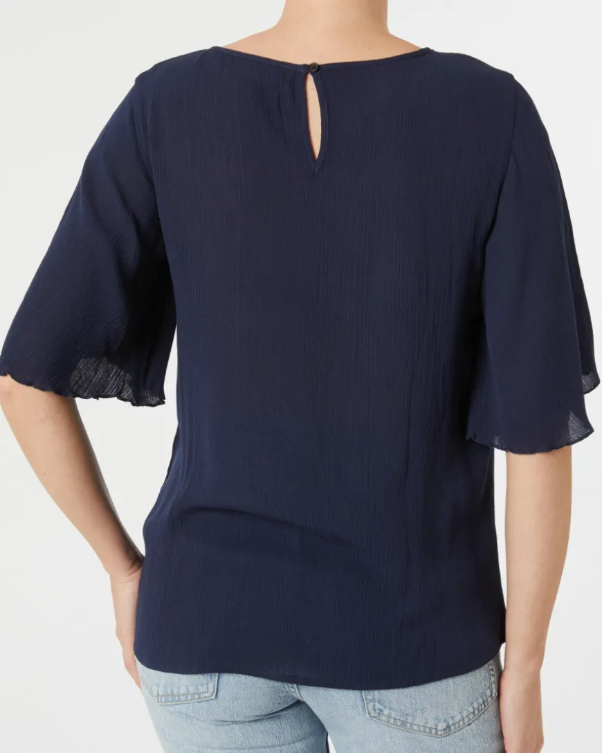 Bluse in Crinkleoptik Janina, Knopfverschluss hinten-KiK Onlineshop Cheap