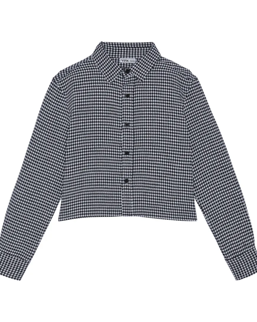 Bluse mit Hahnentrittmuster Y.F.K., kürzer geschnitten-KiK Onlineshop Best