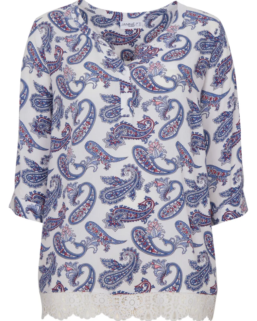 Bluse Paisley Janina curved, 3/4-Arm-KiK Onlineshop Clearance