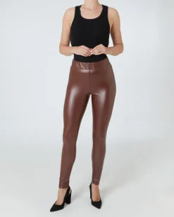 Braune Kunstleder-Leggings Janina, elastischer Bund-KiK Onlineshop Outlet