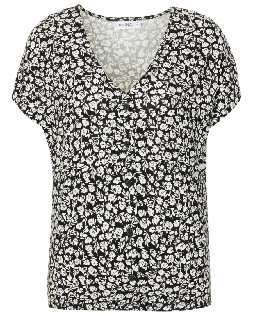 Geblümtes T-Shirt Janina, Knopfleiste-KiK Onlineshop Outlet