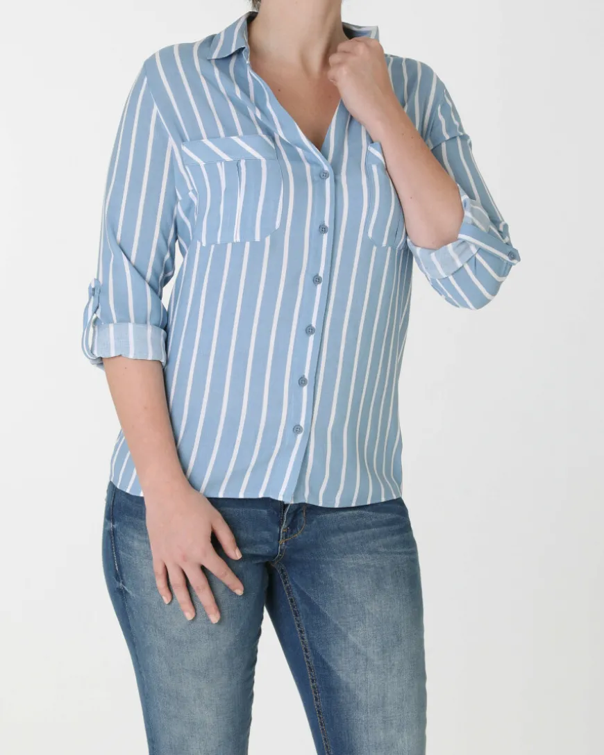 Gestreifte Bluse Janina, Vokuhila-Saum-KiK Onlineshop Cheap