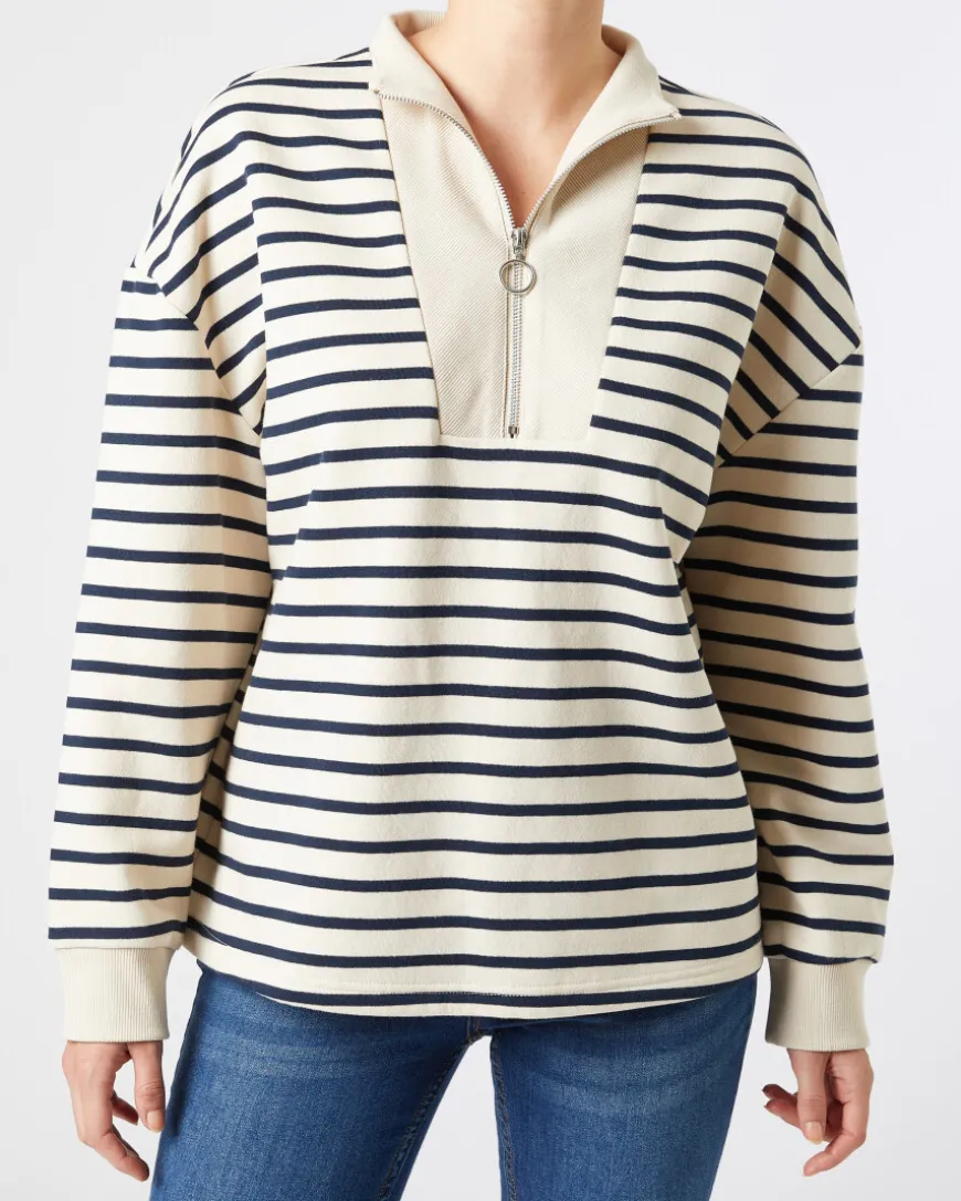 Gestreifter Sweatpullover Janina, Troyer-KiK Onlineshop Best
