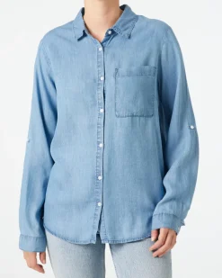 Jeansbluse mit Turn-up-Ärmeln Janina, Knopfleiste-KiK Onlineshop New