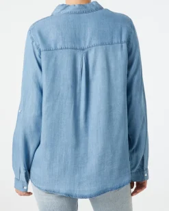 Jeansbluse mit Turn-up-Ärmeln Janina, Knopfleiste-KiK Onlineshop New