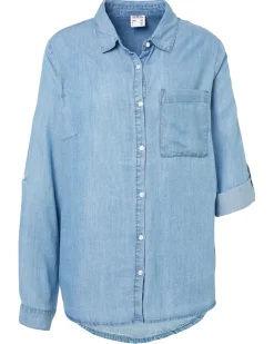 Jeansbluse mit Turn-up-Ärmeln Janina, Knopfleiste-KiK Onlineshop New