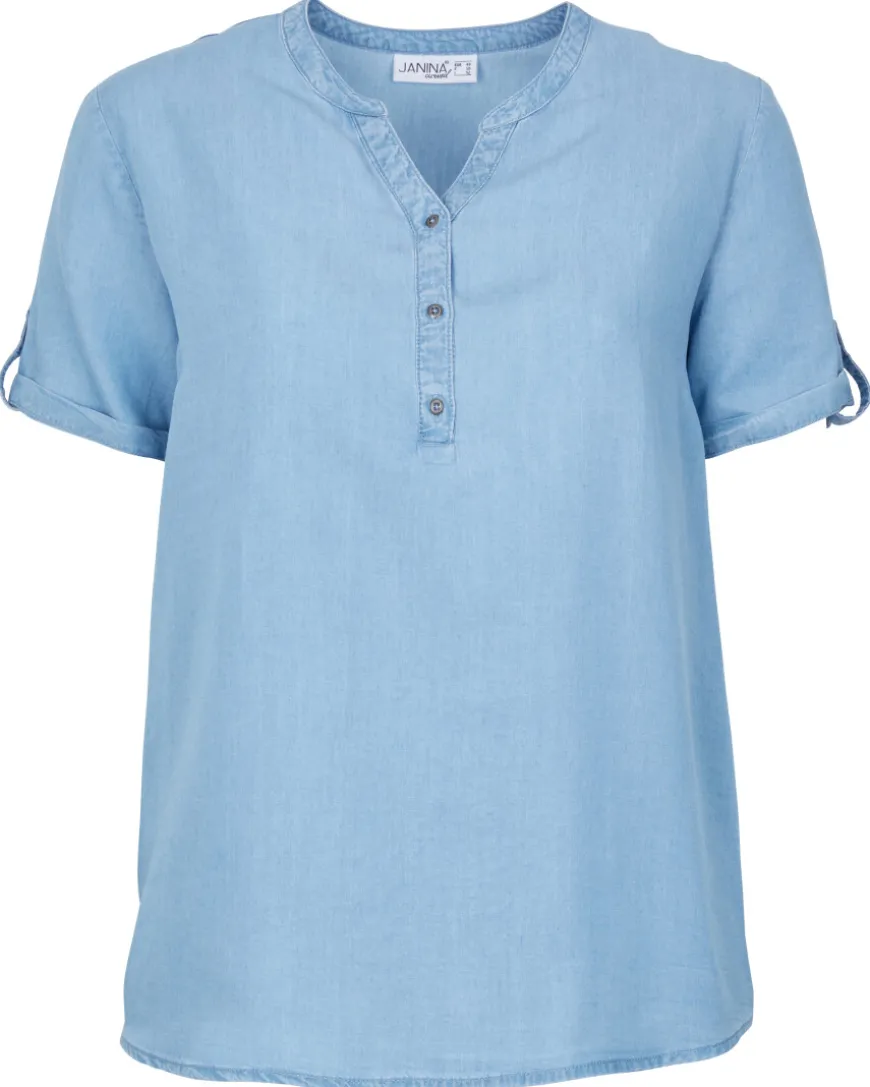 Jeansbluse Y-Ausschnitt Knopfleiste-KiK Onlineshop Best Sale