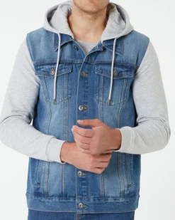 Jeansjacke mit Sweateinsätzen X-Mail, Kapuze-KiK Onlineshop New