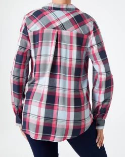 Karierte Bluse Janina, Vokuhila-Saum-KiK Onlineshop Cheap