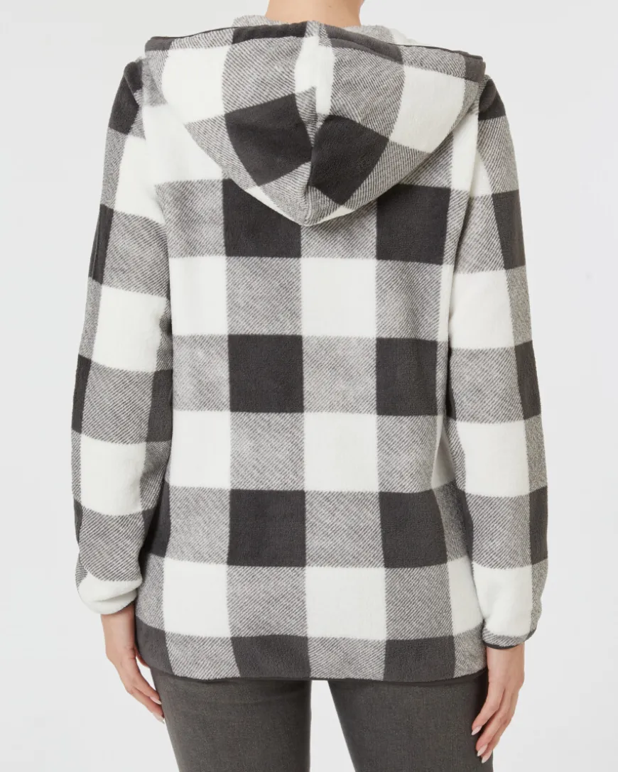 Karierte Fleecejacke Janina, Kängurutasche-KiK Onlineshop Fashion