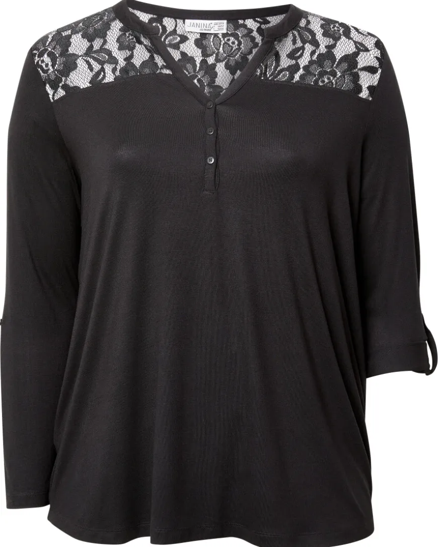 Langarmshirt mit Spitzeneinsatz Y-Ausschnitt-KiK Onlineshop Outlet