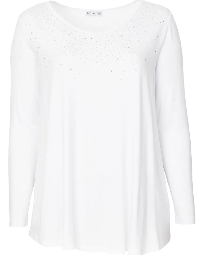 Langarmshirt mit Strasssteinen V-Ausschnitt-KiK Onlineshop Fashion