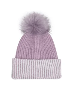 Mütze mit Bommel Janina, breiter Umschlag-KiK Onlineshop Outlet