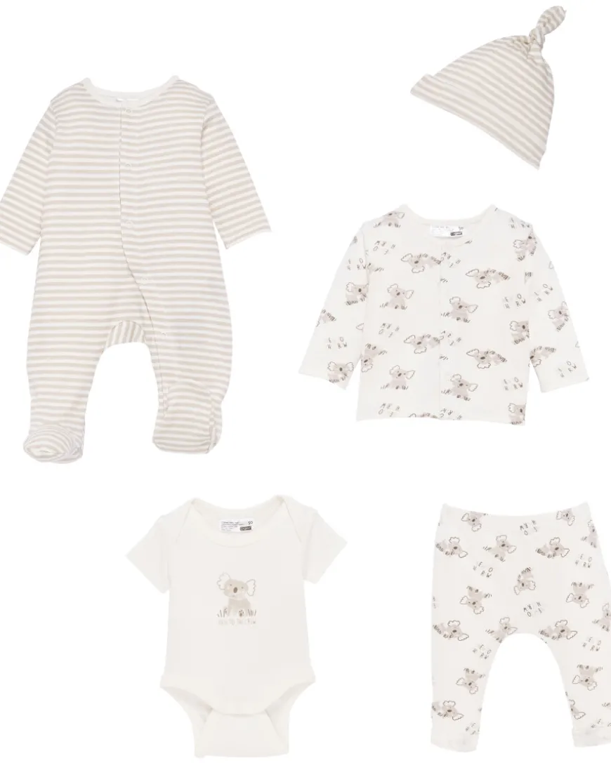 Newborn Mütze + Langarmshirt + Strampler + Body + Hose Ergee, 5-tlg. Set-KiK Onlineshop Flash Sale