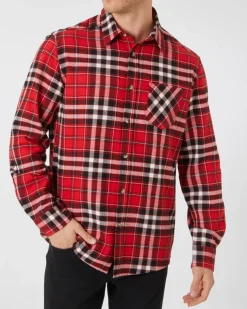 Rot kariertes Flanellhemd X-Mail, Knopfleiste-KiK Onlineshop Cheap