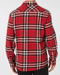 Rot kariertes Flanellhemd X-Mail, Knopfleiste-KiK Onlineshop Cheap