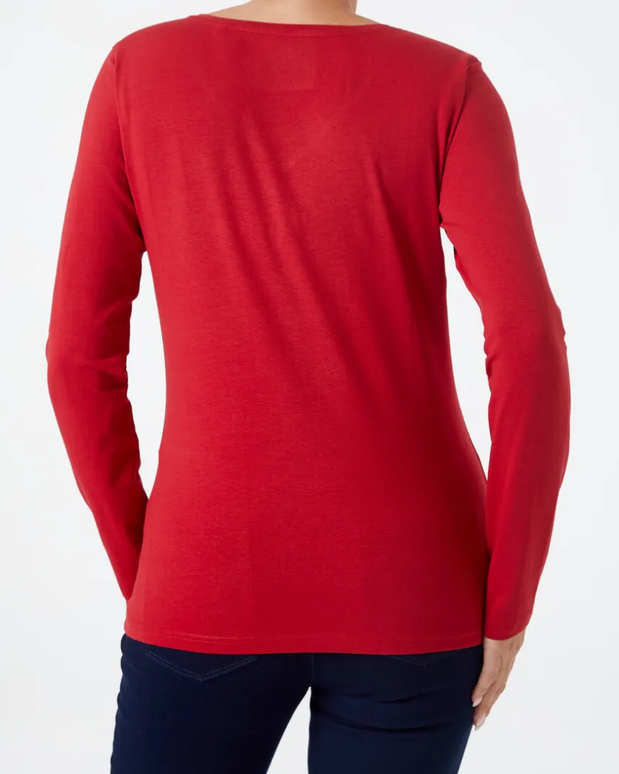 es Langarmshirt Janina, V-Ausschnitt-KiK Onlineshop Outlet