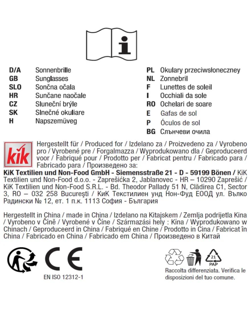 Sonnenbrille verschiedene Ausführungen-KiK Onlineshop Best