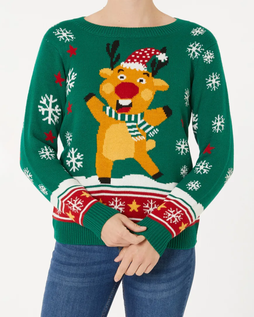 Strickpullover Weihnachten Janina, mit Licht und Sound-KiK Onlineshop Outlet