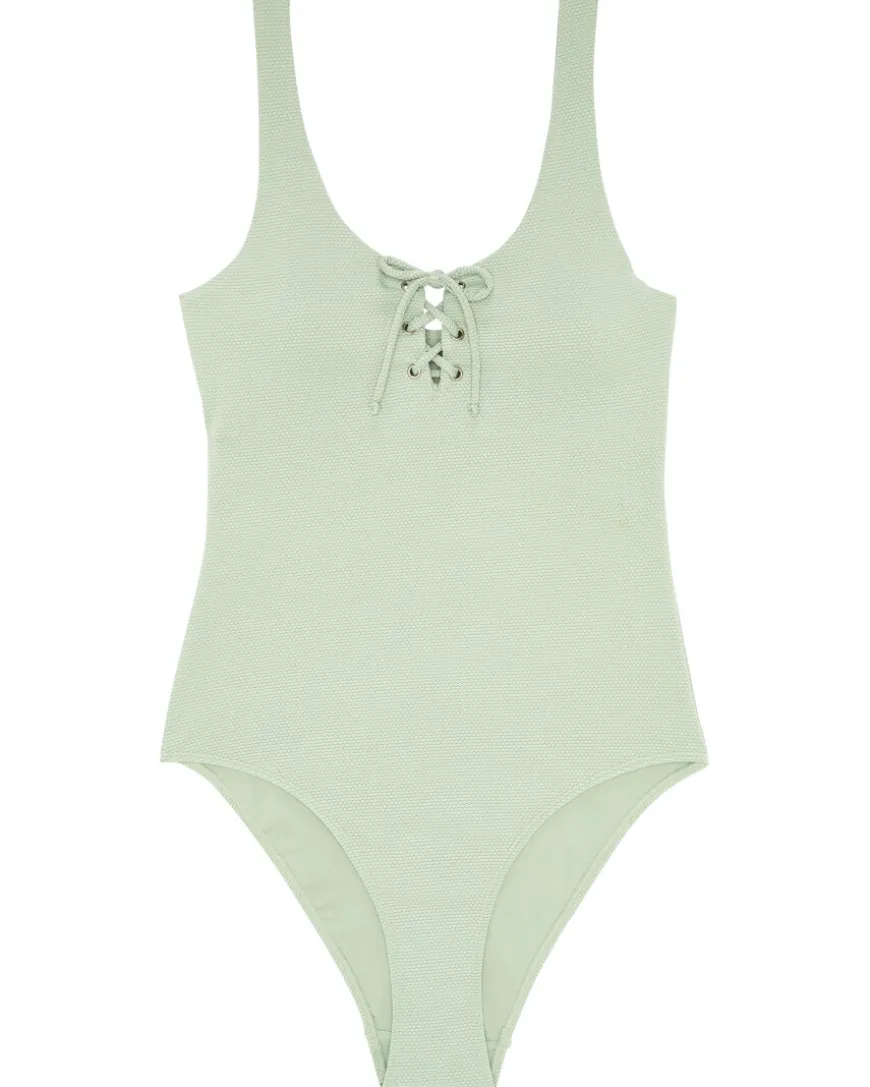 Strukturierter Badeanzug Janina, Schnürung-KiK Onlineshop Store