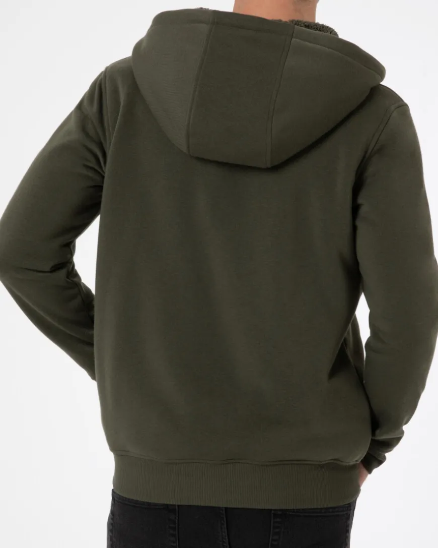 Sweatjacke mit Teddyfell X-Mail, Kängurutasche-KiK Onlineshop Best Sale