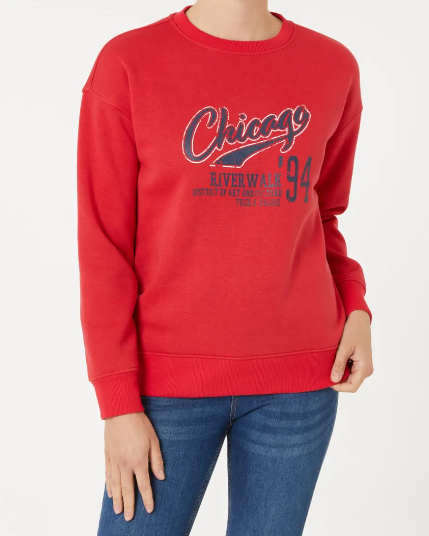 Sweatshirt mit Rippbündchen Janina, Rundhalsausschnitt-KiK Onlineshop Discount