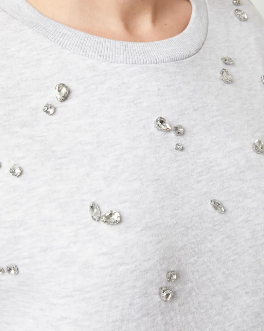 Sweatshirt mit Steinchen Janina, Rundhalsausschnitt-KiK Onlineshop Cheap