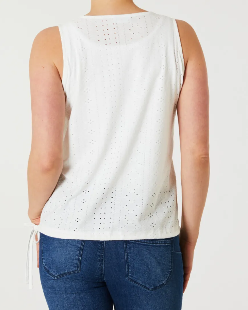 Tanktop mit Lochmuster Janina, Tunnelzug am Saum-KiK Onlineshop Cheap