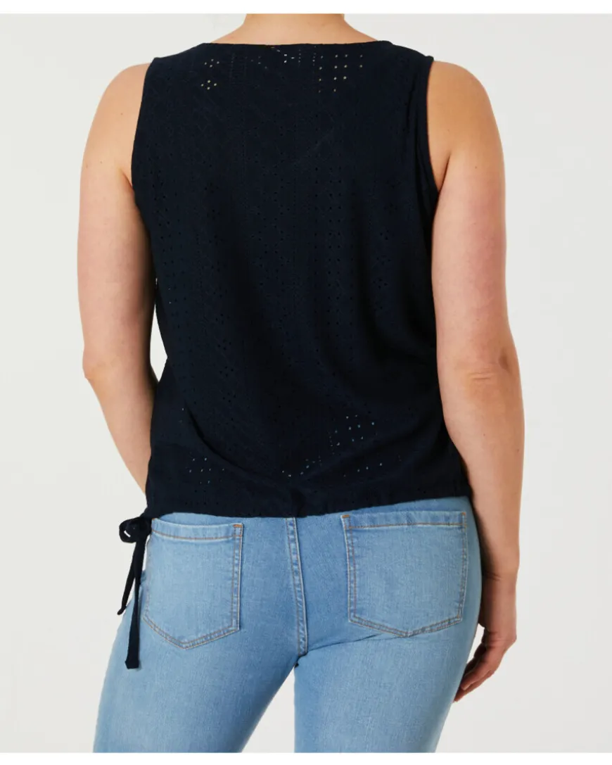 Tanktop mit Lochmuster Janina, Tunnelzug am Saum-KiK Onlineshop Hot