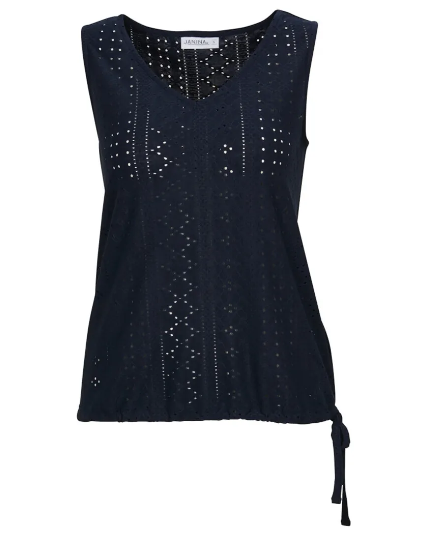 Tanktop mit Lochmuster Janina, Tunnelzug am Saum-KiK Onlineshop Hot