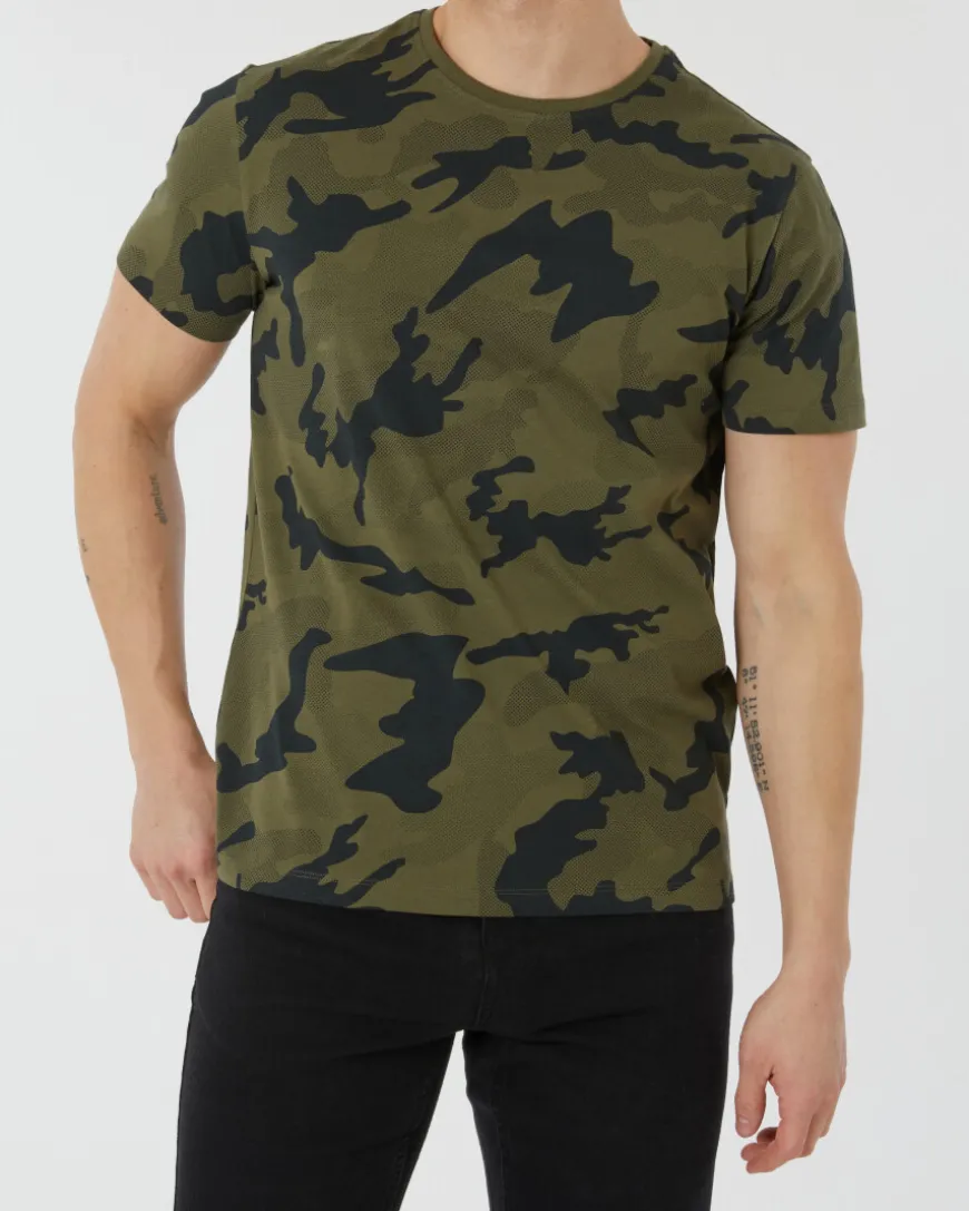 T-Shirt Camouflage X-Mail, Rundhalsausschnitt-KiK Onlineshop Flash Sale
