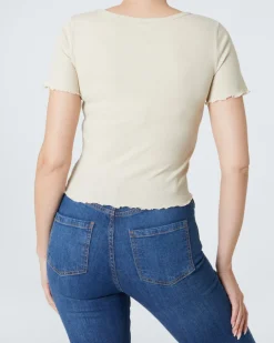 T-Shirt gerippt Janina, Knopfleiste-KiK Onlineshop Sale