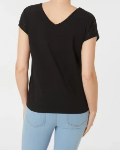 T-Shirt mit Lochmuster Janina, V-Ausschnitt-KiK Onlineshop Discount