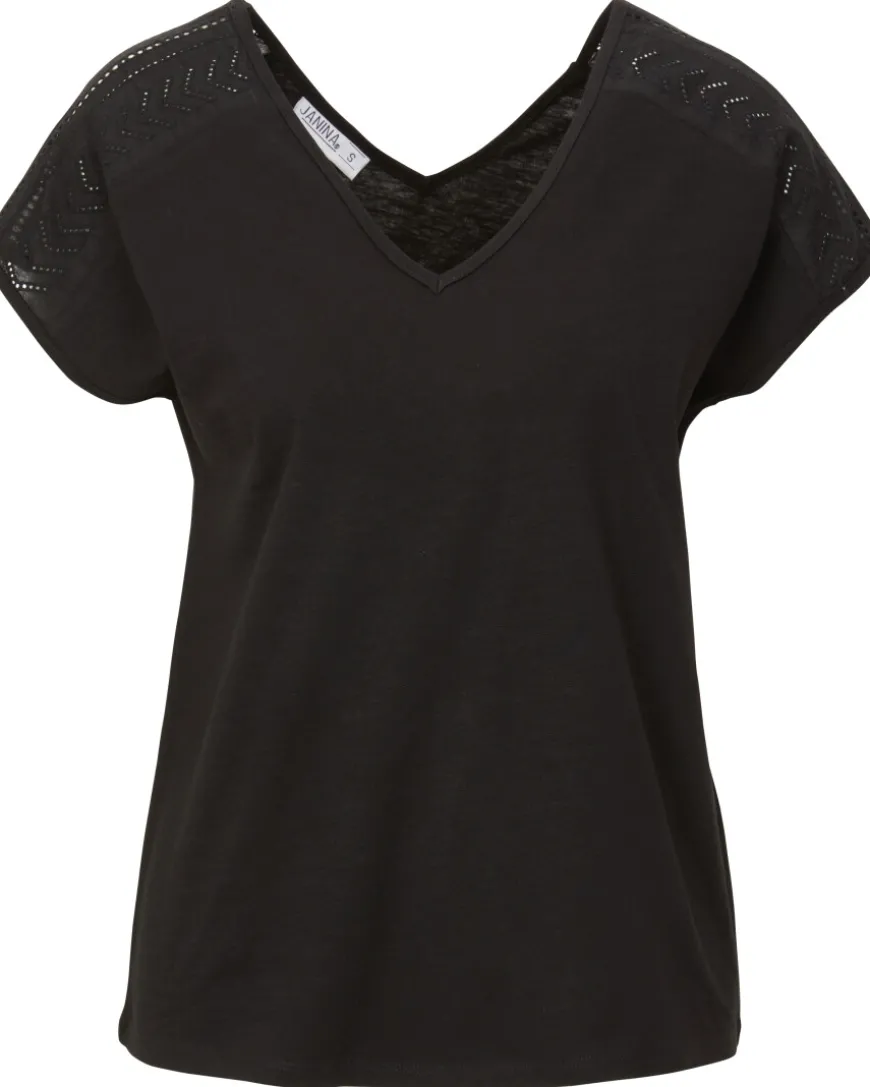 T-Shirt mit Lochmuster Janina, V-Ausschnitt-KiK Onlineshop Discount