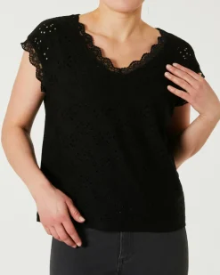 T-Shirt mit Lochmuster Janina, Spitzendetails-KiK Onlineshop Online