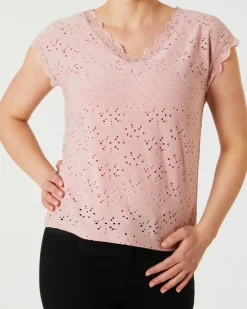 T-Shirt mit Lochmuster Janina, Spitzendetails-KiK Onlineshop Best