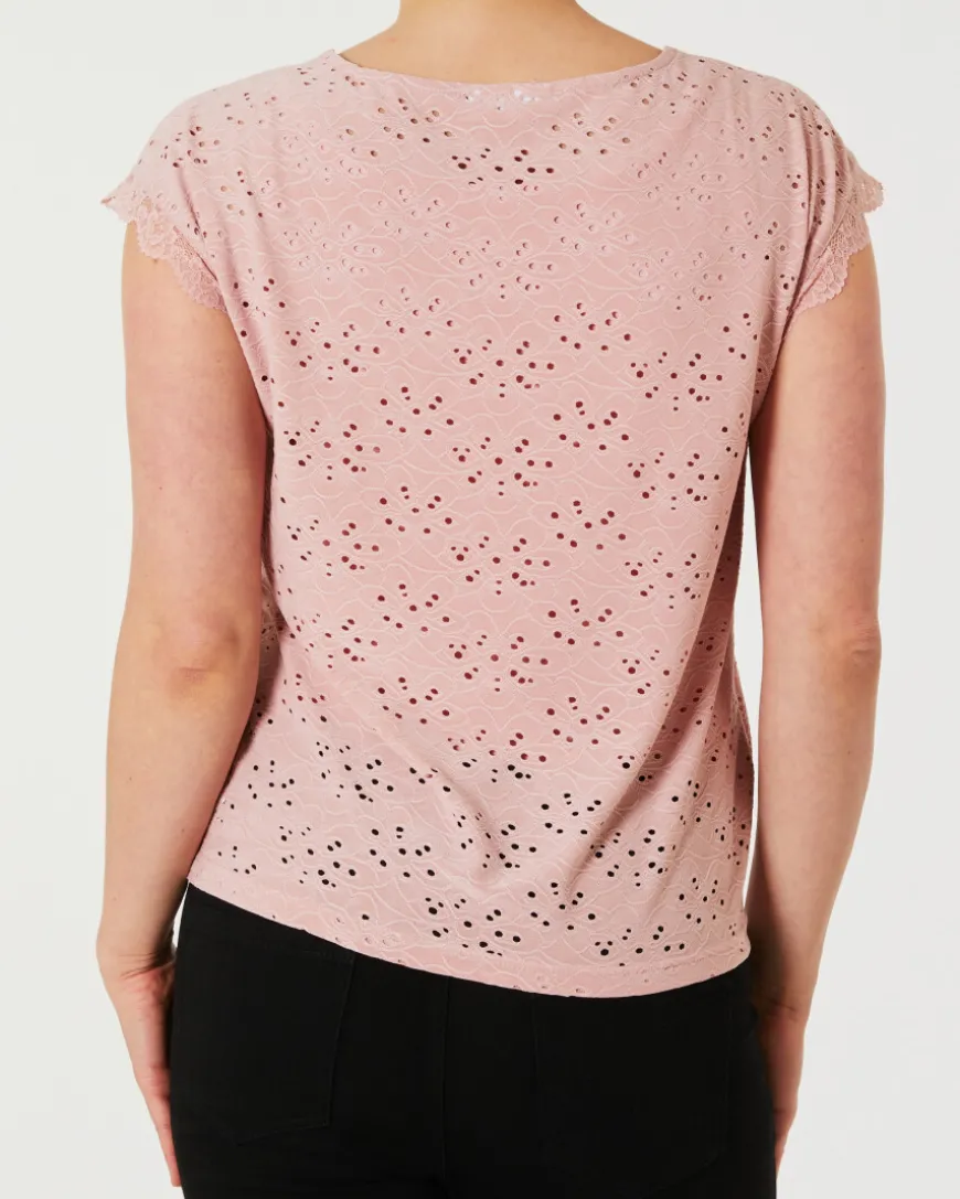 T-Shirt mit Lochmuster Janina, Spitzendetails-KiK Onlineshop Best
