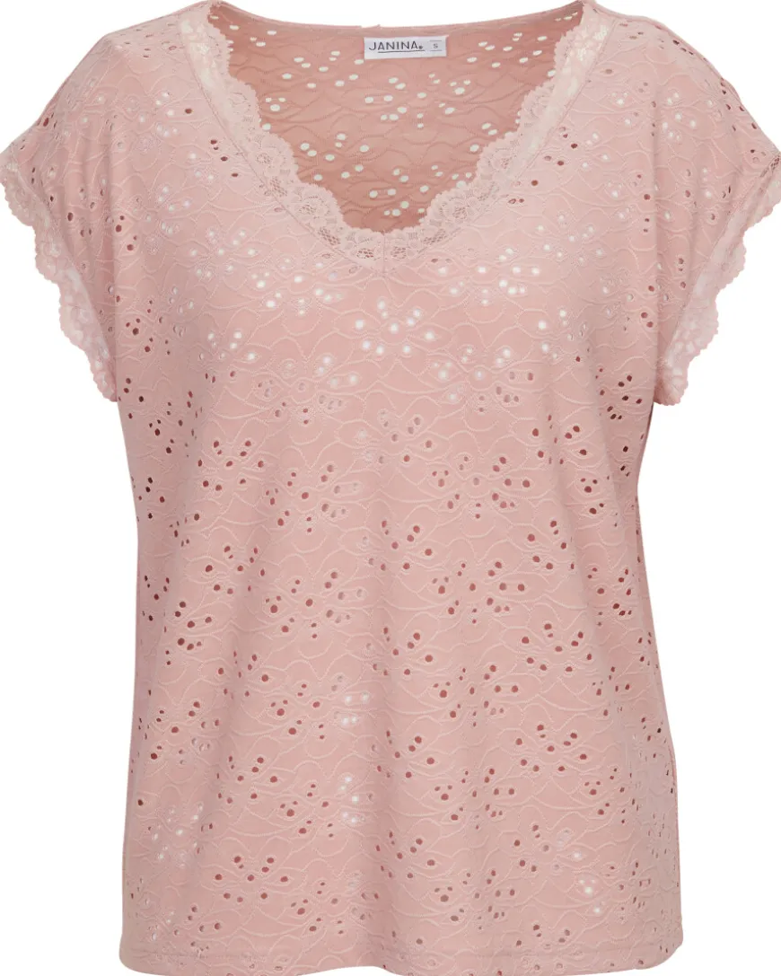 T-Shirt mit Lochmuster Janina, Spitzendetails-KiK Onlineshop Best