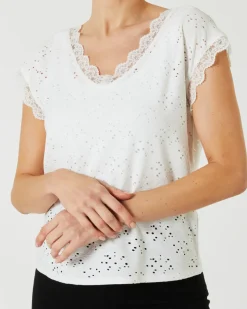 T-Shirt mit Lochmuster Janina, Spitzendetails-KiK Onlineshop New