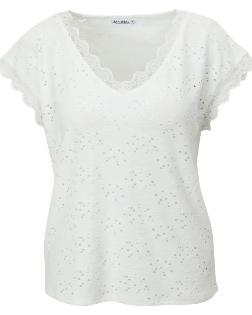 T-Shirt mit Lochmuster Janina, Spitzendetails-KiK Onlineshop New