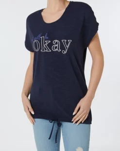 T-Shirt mit Schriftzug Janina, Tunnelzug am Saum-KiK Onlineshop Best Sale