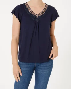 T-Shirt mit Spitzenausschnitt Janina, Stretchanteil-KiK Onlineshop Discount