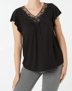 T-Shirt mit Spitzenausschnitt Janina, Stretchanteil-KiK Onlineshop Flash Sale