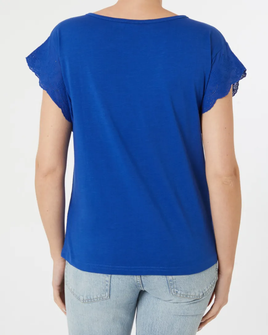 T-Shirt mit Stickereien Janina, Rundhalsausschnitt-KiK Onlineshop Clearance