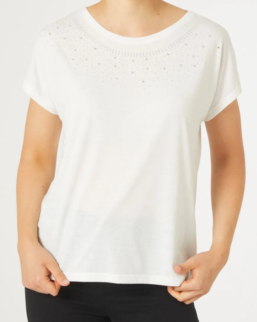 T-Shirt mit Strasssteinen Janina, Rundhalsausschnitt-KiK Onlineshop Hot