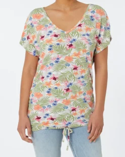 T-Shirt mit Tunnelzug Janina, V-Ausschnitt-KiK Onlineshop Cheap